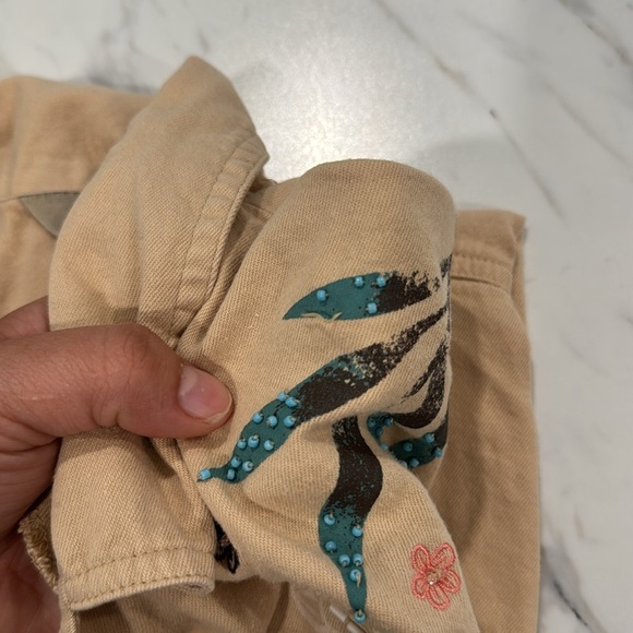 Teddi Beige Embroidered Button-Down Shirt - Picture 8 of 9